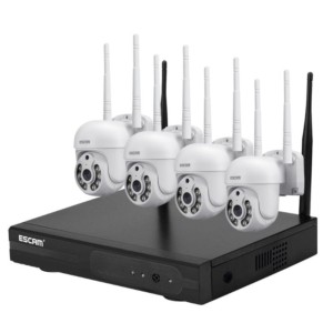 Kit de vidéosurveillance IP Escam WNK714 IP 3MP Wifi 4 Caméras Blanc