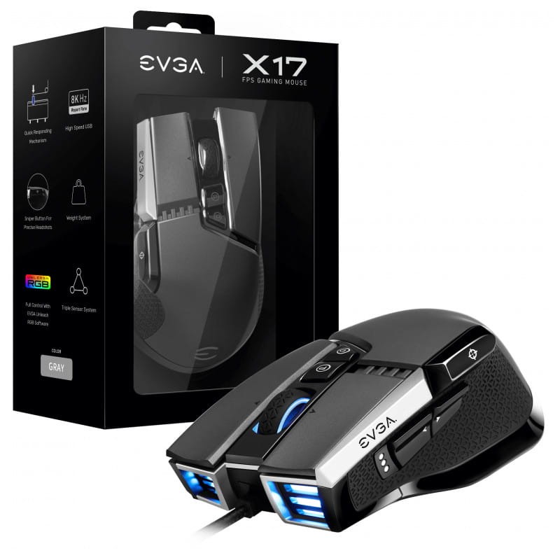 Rato Gaming EVGA X17 USB Tipo A Ótico Cinzento - 16000 DPI - Item