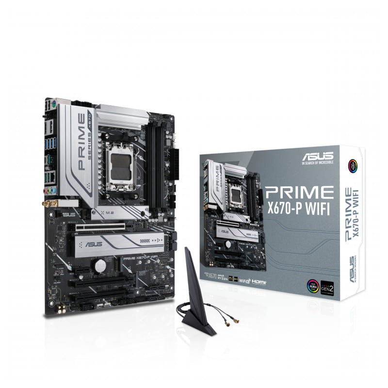 ASUS PRIME X670-P WIFI AMD AM5 128GB ATX Preto, Prata - Placa-mãe - Item