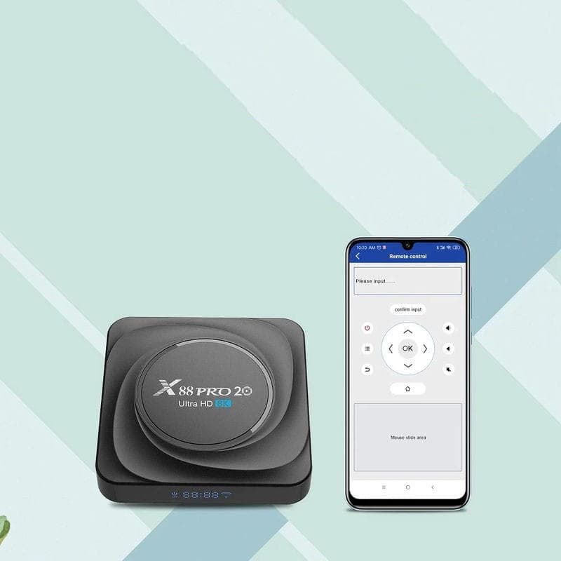 Vista frontal de X88 Pro 20 8GB/128GB 4K Wifi Duplo Bluetooth Android 11 - Android TV