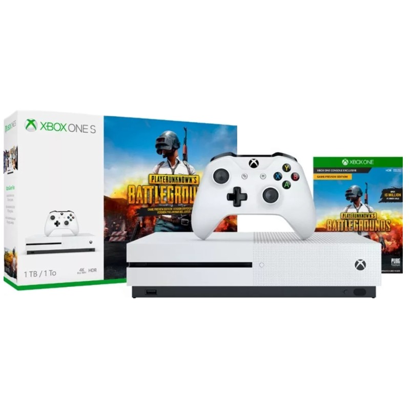 Xbox One S 1TB + PlayerUnknown's Battlegrounds - Pack con mando y PUBG, Mando Inalámbrico Xbox One, Suscripción de 1 mes a Xbox Live Gold, Prueba de Xbox Game Pass durante 1 mes, 4K