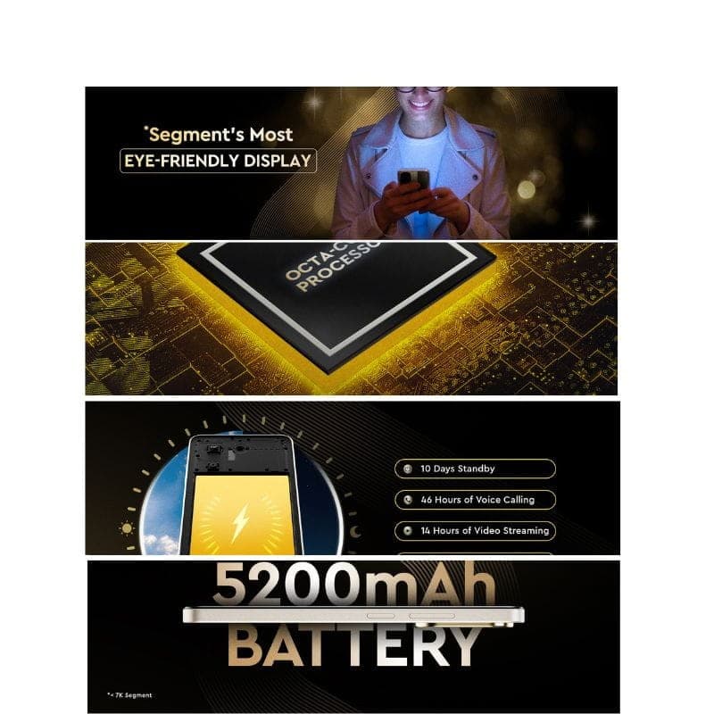 Xiaomi Poco C71 3GB/64GB Preto detalhes da bateria e do processador