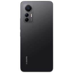 Xiaomi 12 Lite 8Go/128Go Noir vu de dos avec coque noire mate, triple caméra verticale avec flash, module principal 108 MP, logo Xiaomi discret en bas