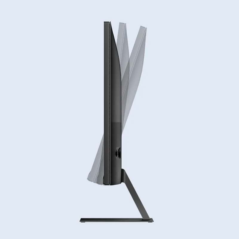Profil latéral de l’écran Xiaomi 2K A27Qi 27 pouces montrant inclinaison ajustable, châssis fin, pied métallique stable et design épuré en noir