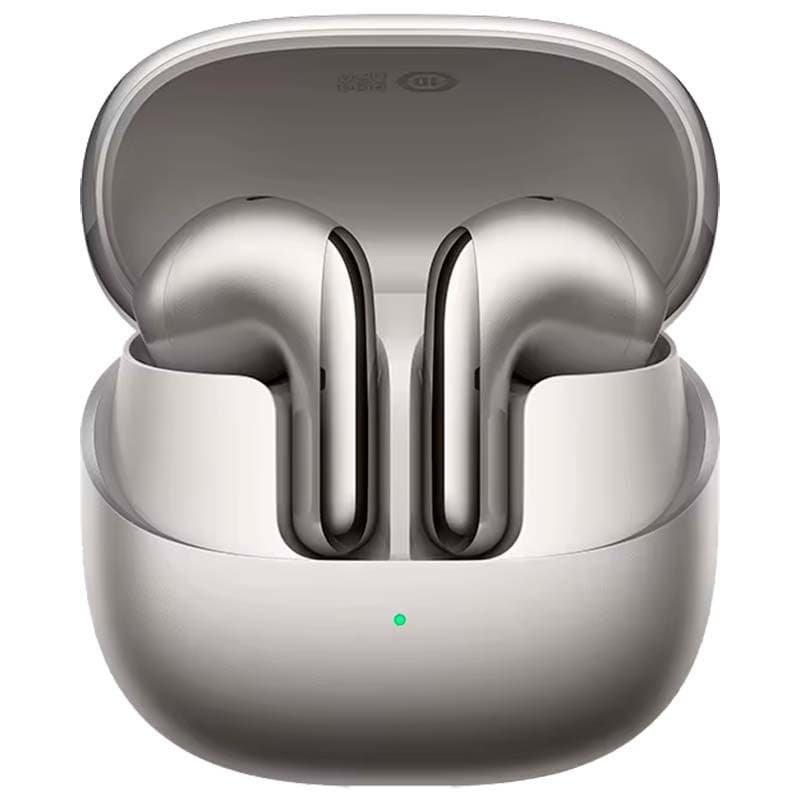 vista frontal dos Xiaomi Buds 5 ANC cinzentos