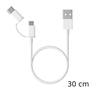Xiaomi Mi Cable USB a USB Tipo C/Micro USB 30cm - Color Blanco