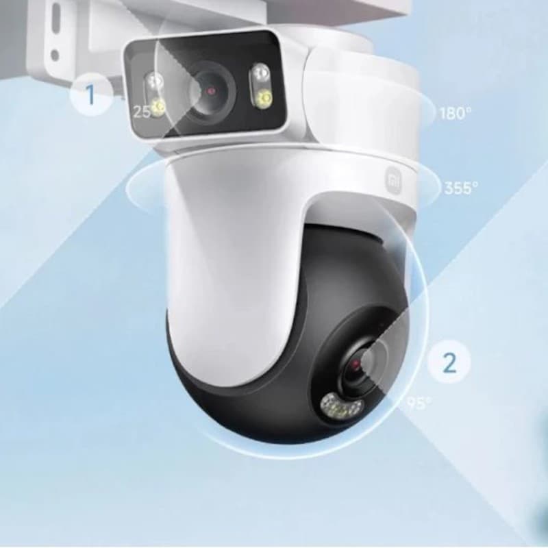 Câmara exterior Xiaomi CW500 Dual WiFi 2,5K branca com corpo PTZ, lente preta, LEDs IR e holofotes, visão noturna a cores, rotação 355° e inclinação