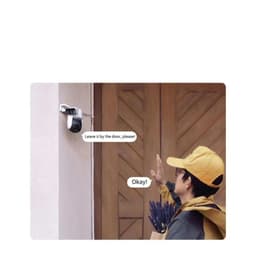 Câmara exterior Xiaomi CW500 Dual WiFi 2,5K branca com duas lentes, visor preto, microfone e alto-falante, instalada na parede, visão noturna a cores