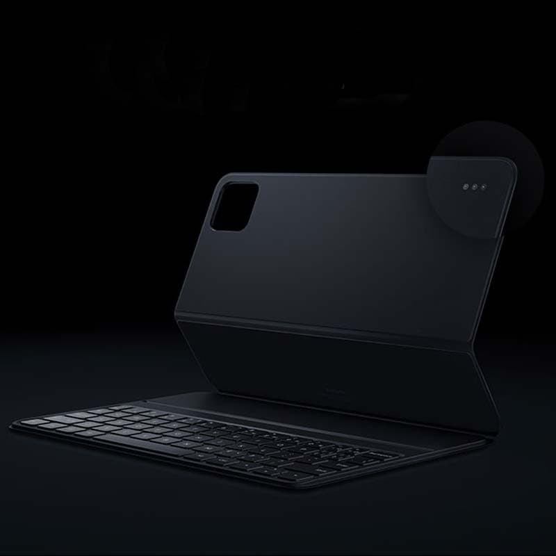 Capa com teclado para Xiaomi Pad 7 7 Pro 11,2 preta, design magnético, teclas retroiluminadas, recorte para câmera e suporte tipo estande ultrafino