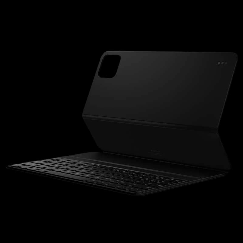 Capa com teclado preto para Xiaomi Pad 7 e 7 Pro 11,2 pol, acabamento fosco, recorte para câmera dupla e teclas chiclete espaçadas com suporte magnético