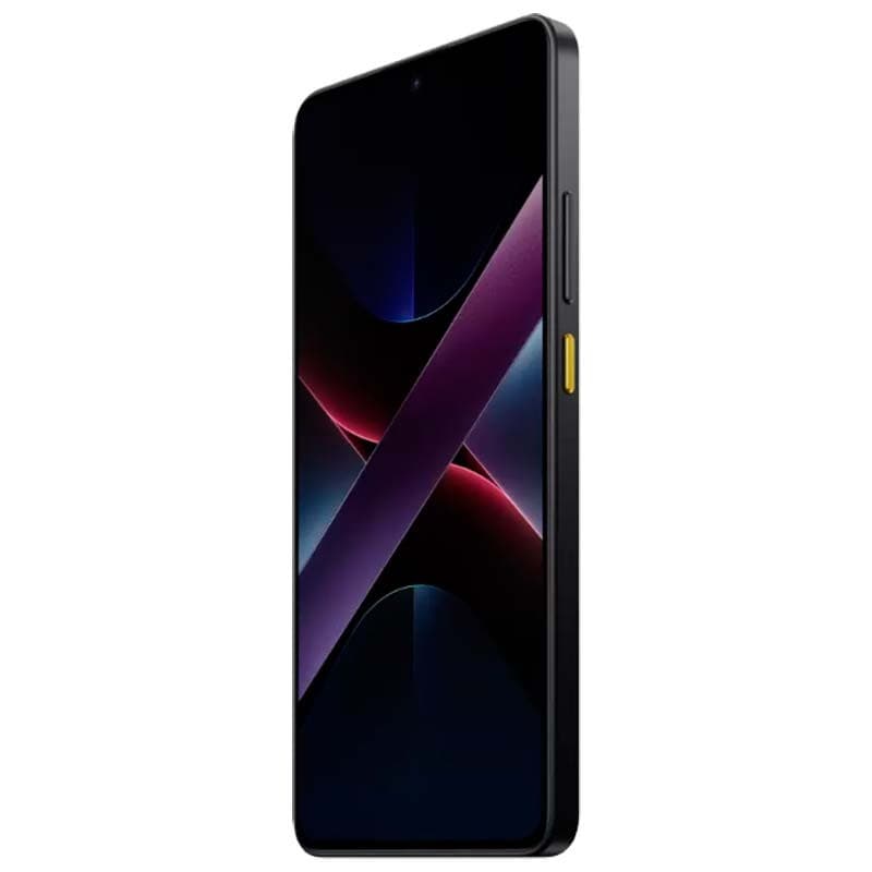 Xiaomi Poco X7 Pro 5G 12GB 512GB amarelo com tela quase sem bordas, furo central para câmera frontal e botão lateral amarelo em corpo fino preto