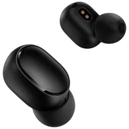 Xiaomi Redmi AirDots - Écouteurs sans fil noirs compacts, embouts intra-auriculaires en silicone, boîtier lisse ovale, connecteurs de charge dorés visibles