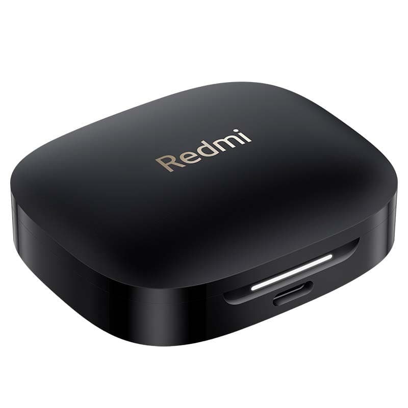 Xiaomi Redmi Buds 6 Preto - vista frontal e lateral do estojo