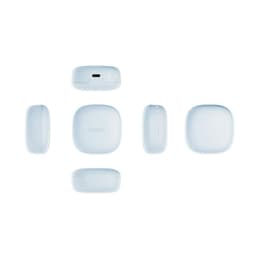 Xiaomi Redmi Buds 6 Play Azul com estojo compacto brilhante, cantos arredondados, porta USB-C e botão lateral; design minimalista em azul claro