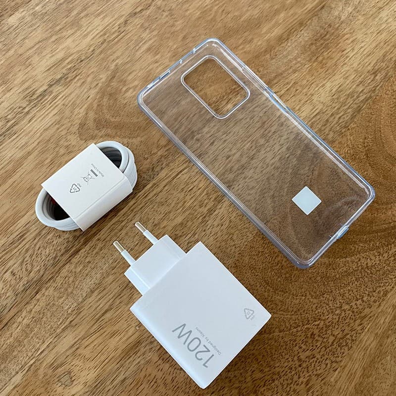 Capa transparente para Xiaomi Redmi Note 12 Pro+ 5G com recorte para câmera, carregador 120W branco e cabo USB-C, conjunto recondicionado Classe B
