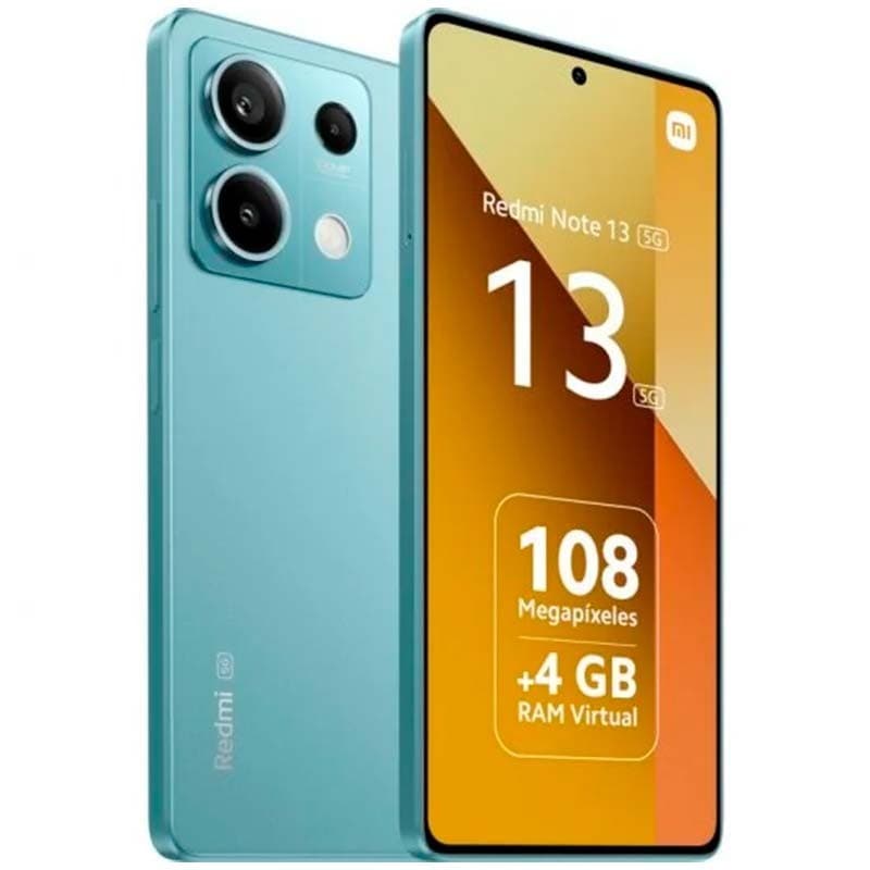 Vue avant, arrière et latérale du téléphone mobile Xiaomi Redmi Note 13 5G 8Go/256Go Bleu