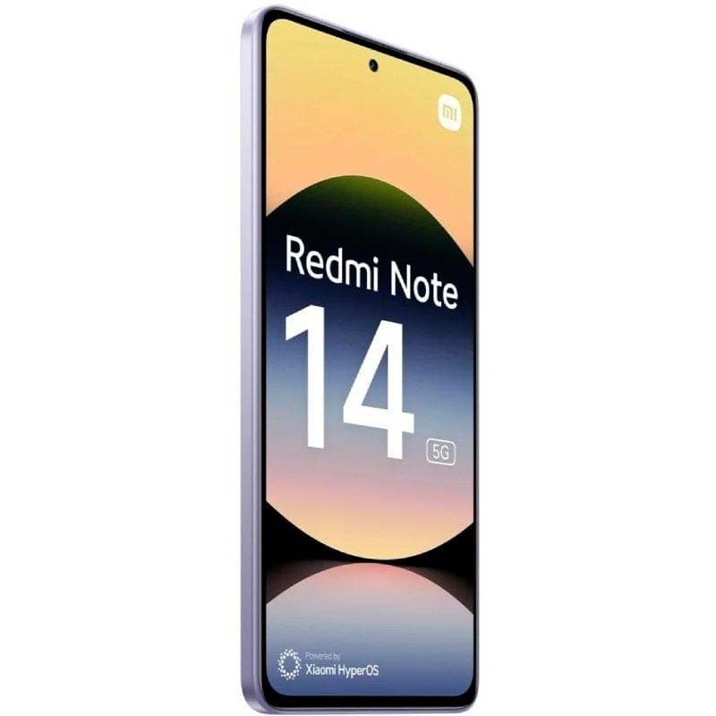 Xiaomi Redmi Note 14 5G 8GB/256GB Lavanda - vista frontal e lateral esquerdo