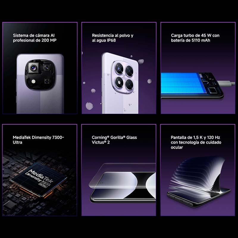 Xiaomi Redmi Note 14 Pro 5G noir 512 Go 12 Go, module photo 200 MP pro, écran 1,5K 120 Hz, Gorilla Glass Victus 2, IP68, charge 45 W, batterie 5110 mAh