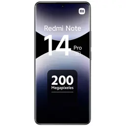 Xiaomi Redmi Note 14 Pro 5G noir avec grand écran bord à bord, poinçon central, mention 200 MP et 512 Go 12 Go affichés sur linterface elegante