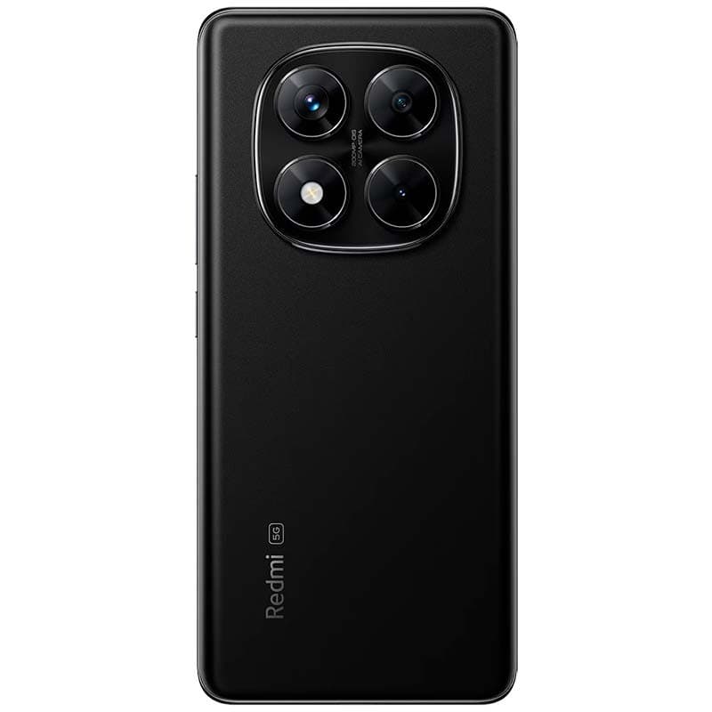 Dos noir élégant avec module photo carré et triple capteur proéminent, logo 5G Redmi discret. Design épuré du Xiaomi Redmi Note 14 Pro 5G 512 Go Noir.