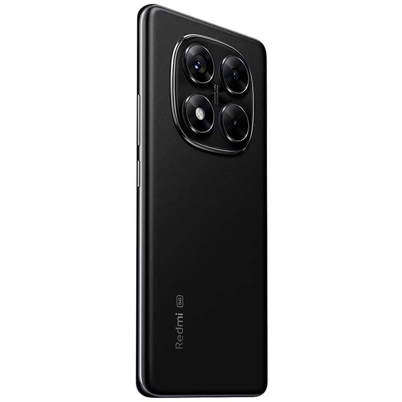Xiaomi Redmi Note 14 Pro 5G noir avec module photo carré et quatre grands objectifs, dos mat élégant, marquage Redmi et logo 5G visibles
