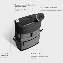 compartimentos da mochila Xiaomi Roll Top Casual Backpack
