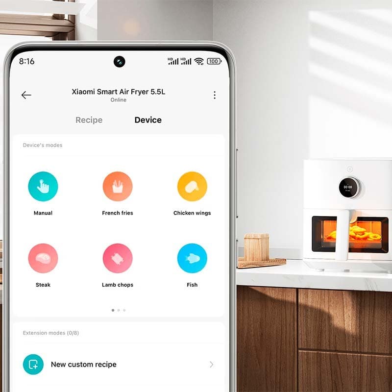 application de la Friteuse à Air Xiaomi Smart Air Fryer 5.5L Blanc