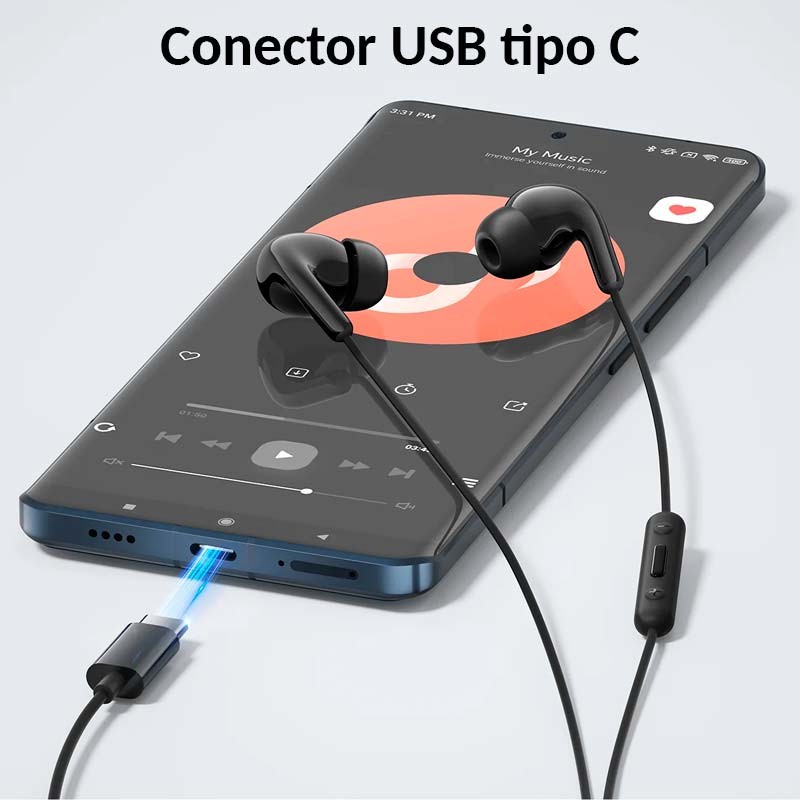 Xiaomi Type-C Earphones Preto - Auriculares In-ear com Conector USB tipo C - Item1
