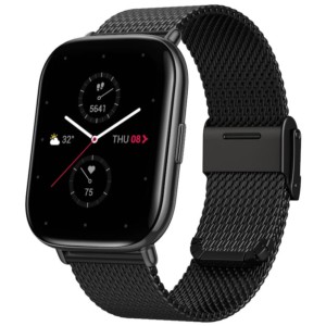 Amazfit Zepp E Square Preto Metal com Pulseira de Metal Preta - Relógio Inteligente