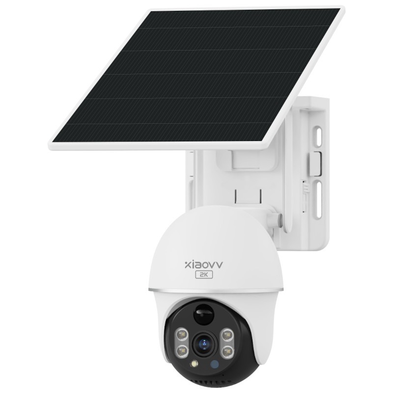 Xiaovv P9 Smart 4 MP Full HD 4G/LTE Panneau solaire à vision nocturne IP65 Blanc - Caméra de sécurité extérieure - Ítem