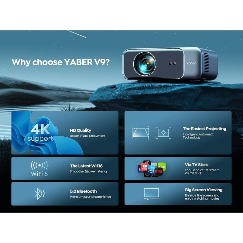 Projetor Yaber V9 Pro 2.4GB/5GB 1080p WiFi6/Bluetooth Preto - Item6