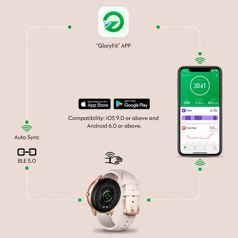 Reloj Inteligente Zeblaze Lily Dorado Crema - Ítem1