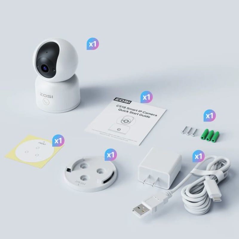 ZOSI C518 3MPx Visão Noturna AI P/T WiFi 5G Branco + Cartão microSD 32GB - Câmara de segurança IP - Item9